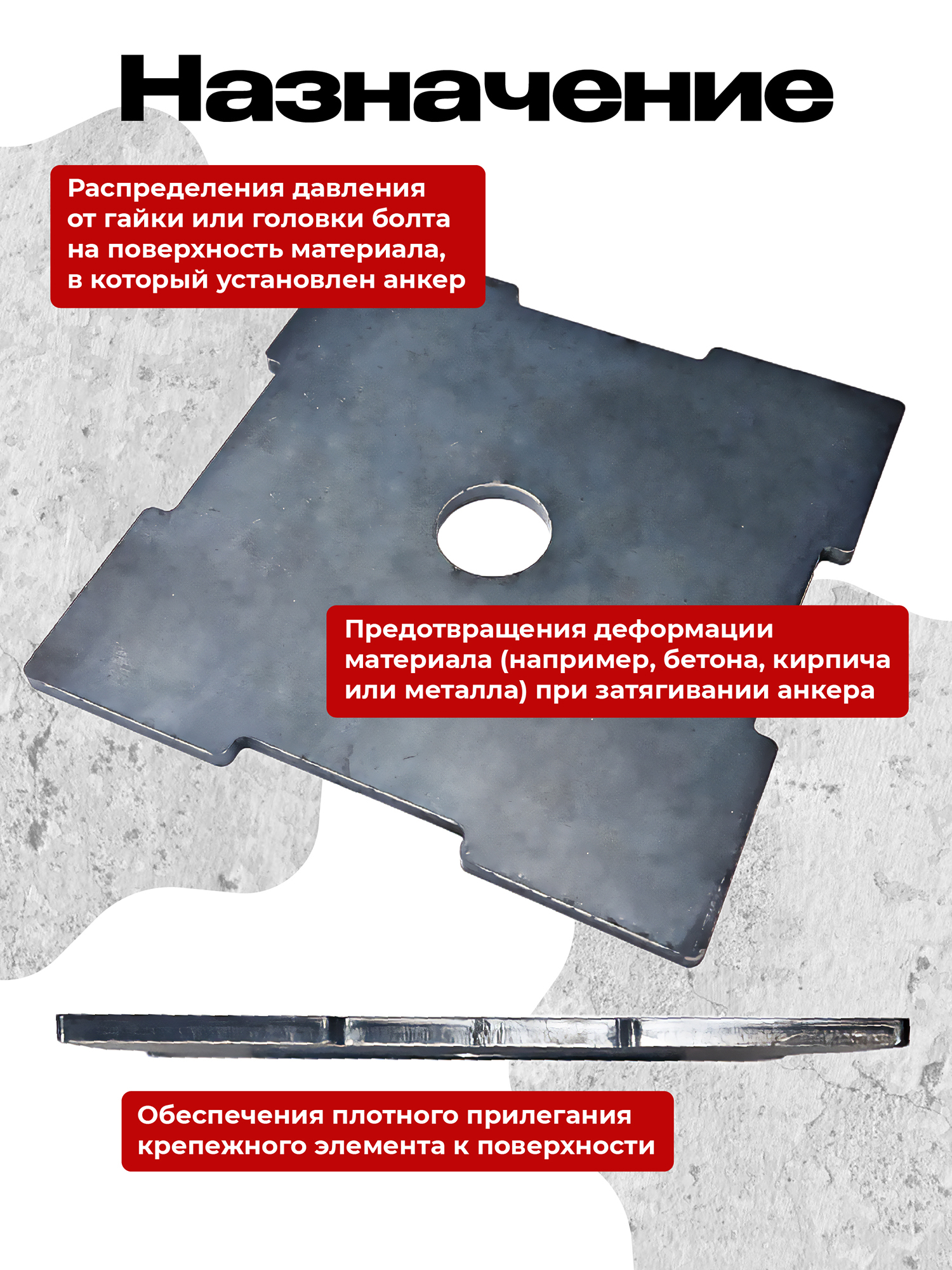 шайба 100х100 10шт Шайба под анкер TeaM 100х100 мм упаковка 10 шт.